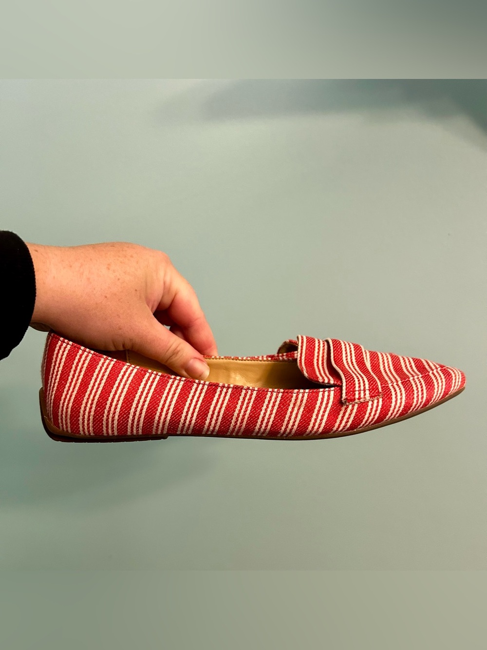 Talbots Women's Francesca Driving Moccasins Red White Striped Slip On Flats 8